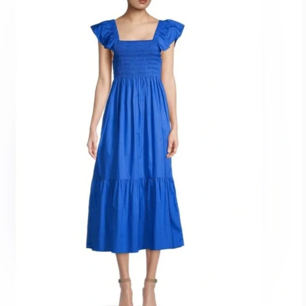 AQUA Midi Royal Blue Sun Dress